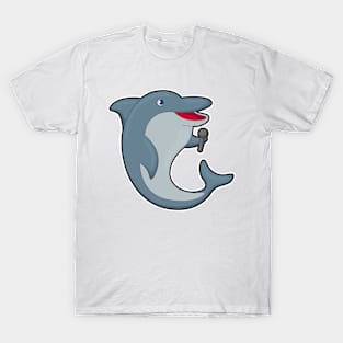 Dolphin at Singing with Microphone T-Shirt